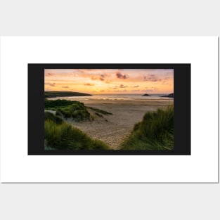 Crantock Sunset in the Dunes Posters and Art